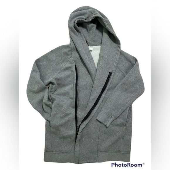 H&M Divided Asimetric Zip Longline Hooded Sweater Jacket - Picture 1 of 4